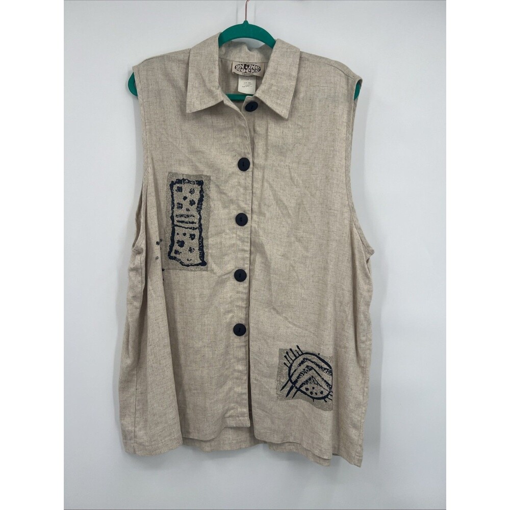 On The Rocks California Womens X Large Vintage Flax Blend Vest Made in USA